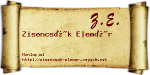 Zisencsák Elemér névjegykártya